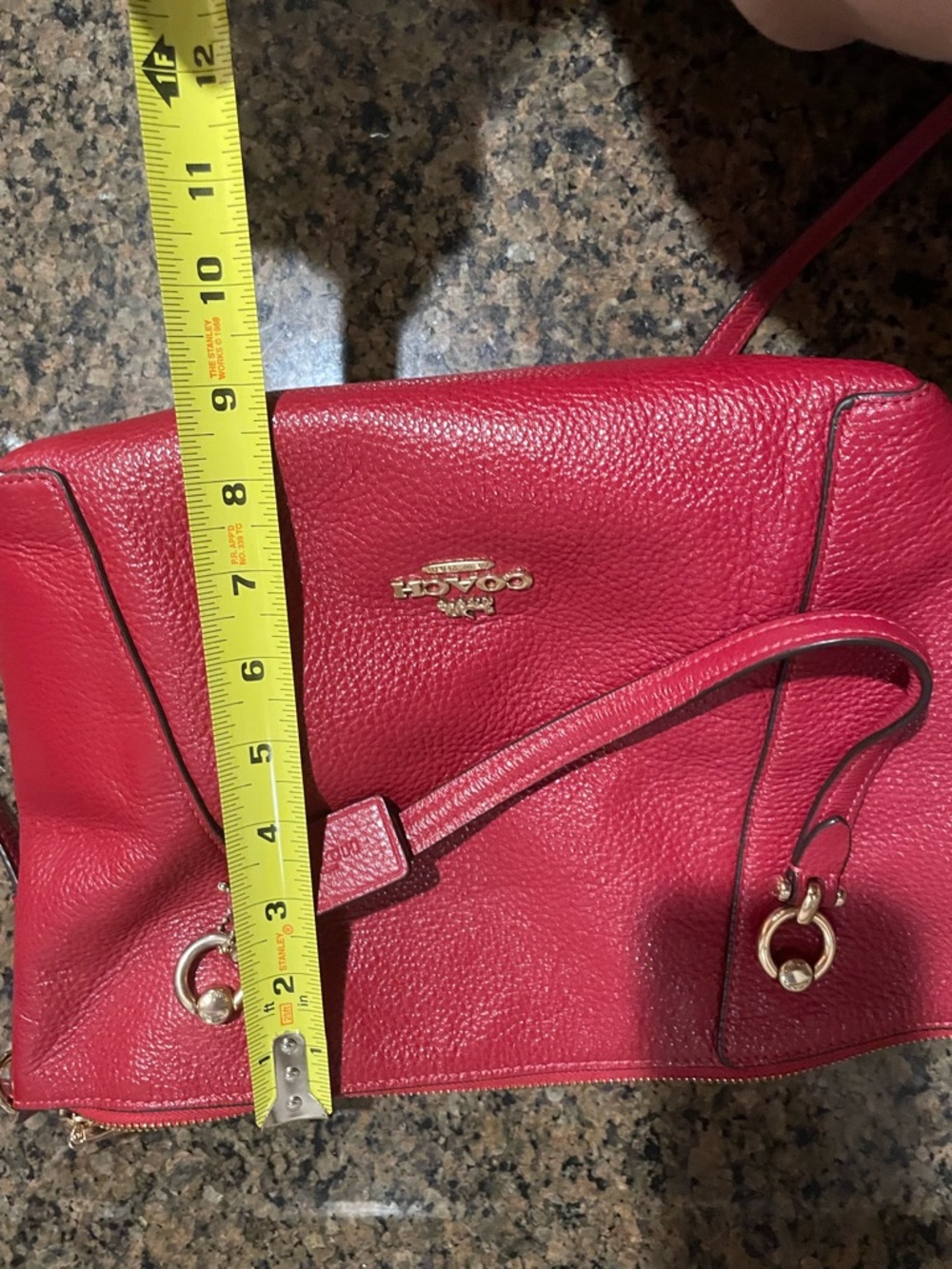 Coach Kacey Red Pebbled Leather Satchel with Gold Hardware - Picture 10 of 10